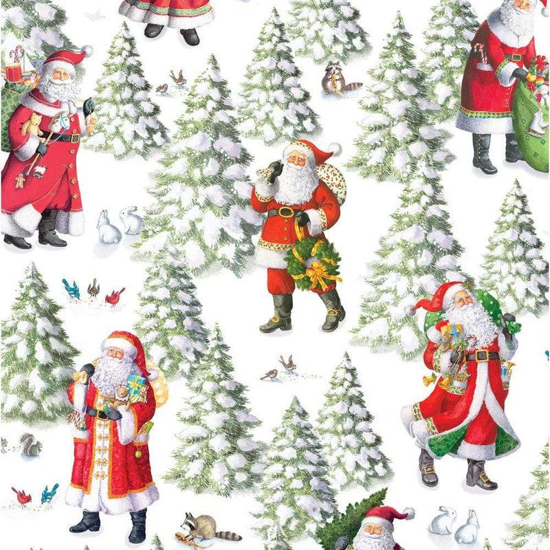 Caspari Woodland Santa Gift Wrapping Paper - 30" X 8' Roll