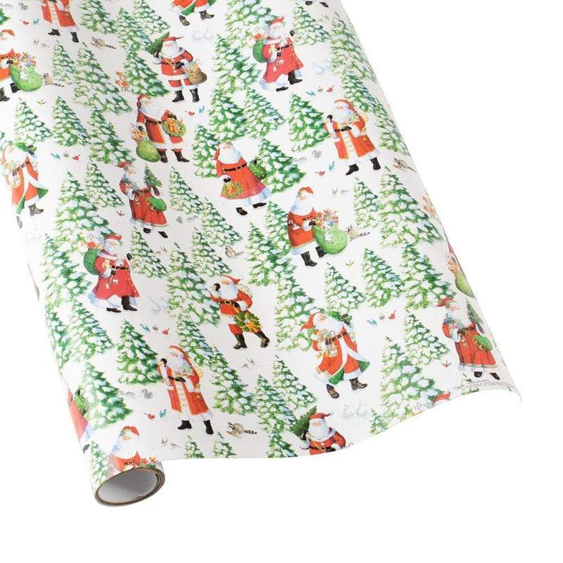 caspari Woodland Santa Gift Wrapping Paper - 30" x 8' Roll