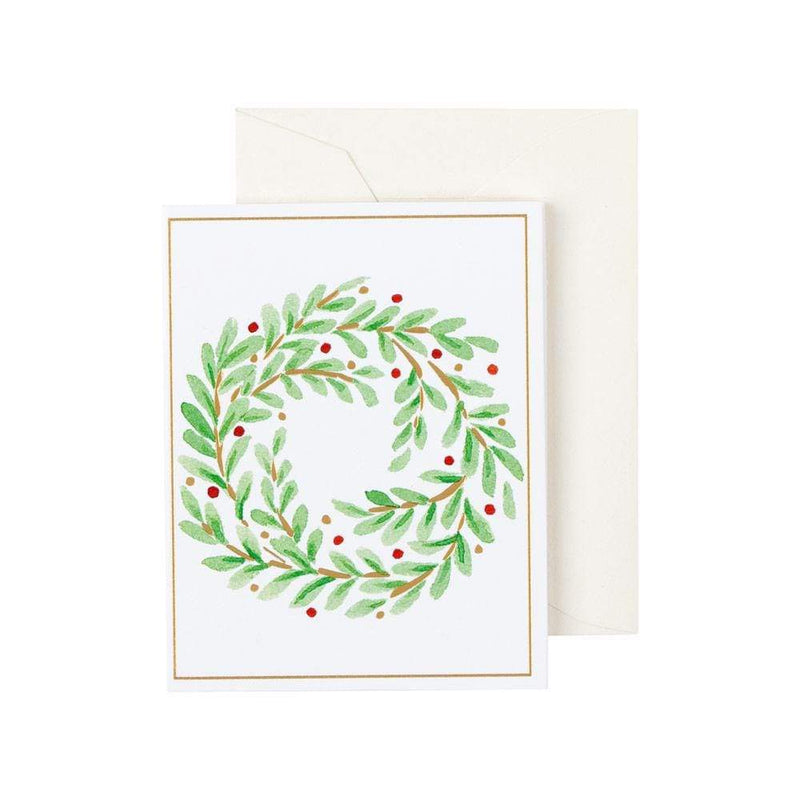 caspari Wreath in Foil Gift Enclosure Cards - 4 Mini Cards & 4 Envelopes