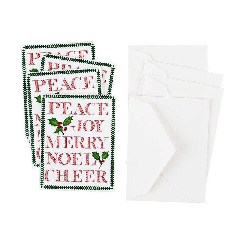 Caspari Yuletide Cheer Gift Enclosure Cards In Gold Foil - 4 Mini Cards & 4 Envelopes