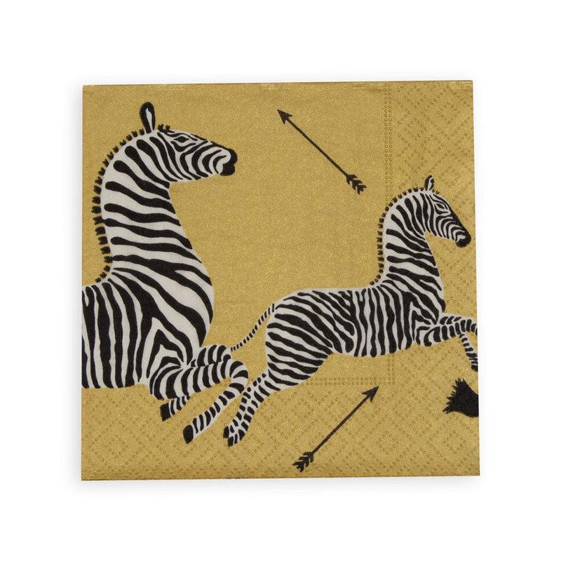 caspari Zebras Paper Cocktail Napkins in Gold - 20 Per Package