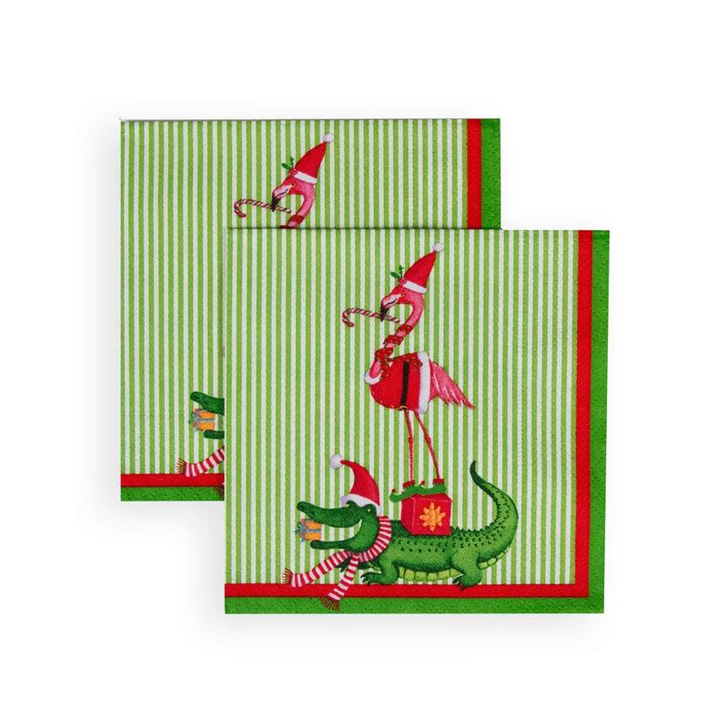 Caspari Zooey Christmas Cocktail Napkins - 20 Per Package