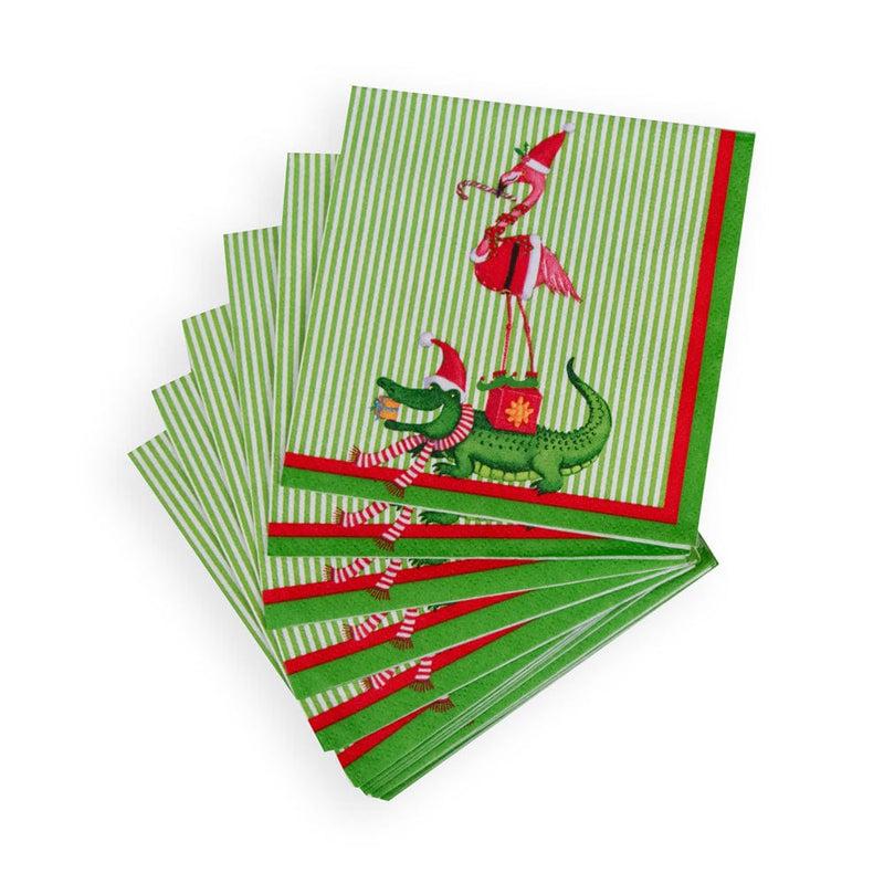 Caspari Zooey Christmas Cocktail Napkins - 20 Per Package