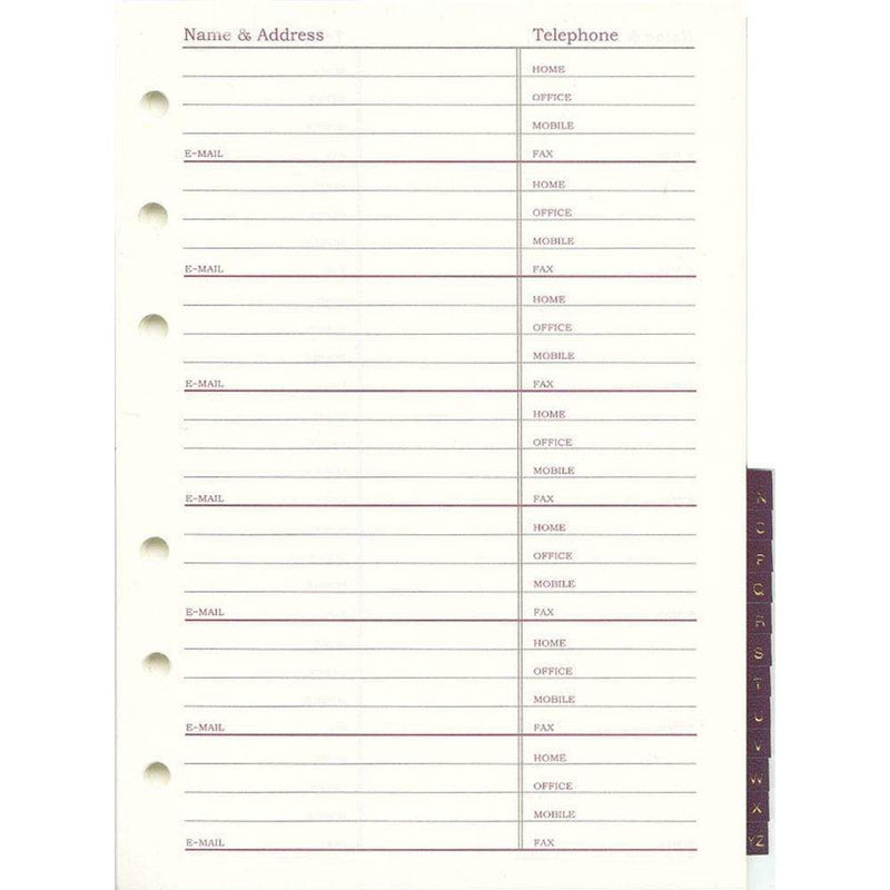 caspari 4" x 6" Address Book Paper Refill with Index Tabs - 1 Each