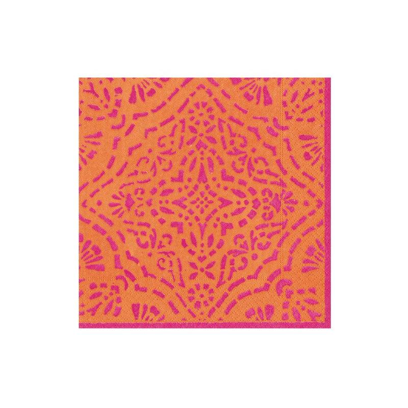 Caspari Annika Paper Cocktail Napkins In Orange - 20 Per Package