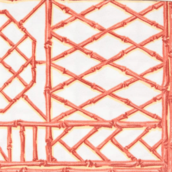 Caspari Bamboo Screen Coral Paper Linen Dinner Napkins - 12 Per Package