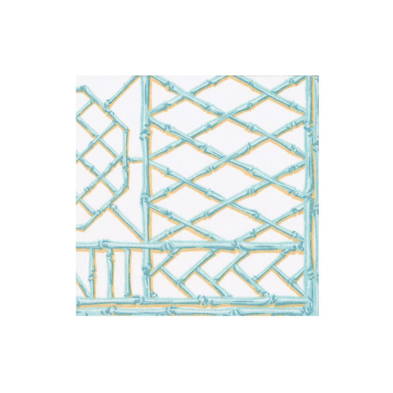 Caspari Bamboo Screen Robin's Egg Paper Linen Boxed Cocktail Napkins - 30 Per Package