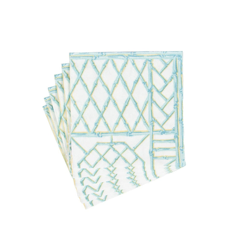 Caspari Bamboo Screen Robin's Egg Paper Linen Cocktail Napkins - 15 Per Package