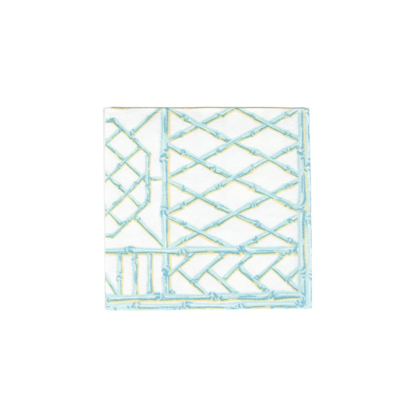 caspari Bamboo Screen Robin's Egg Paper Linen Cocktail Napkins - 15 Per Package