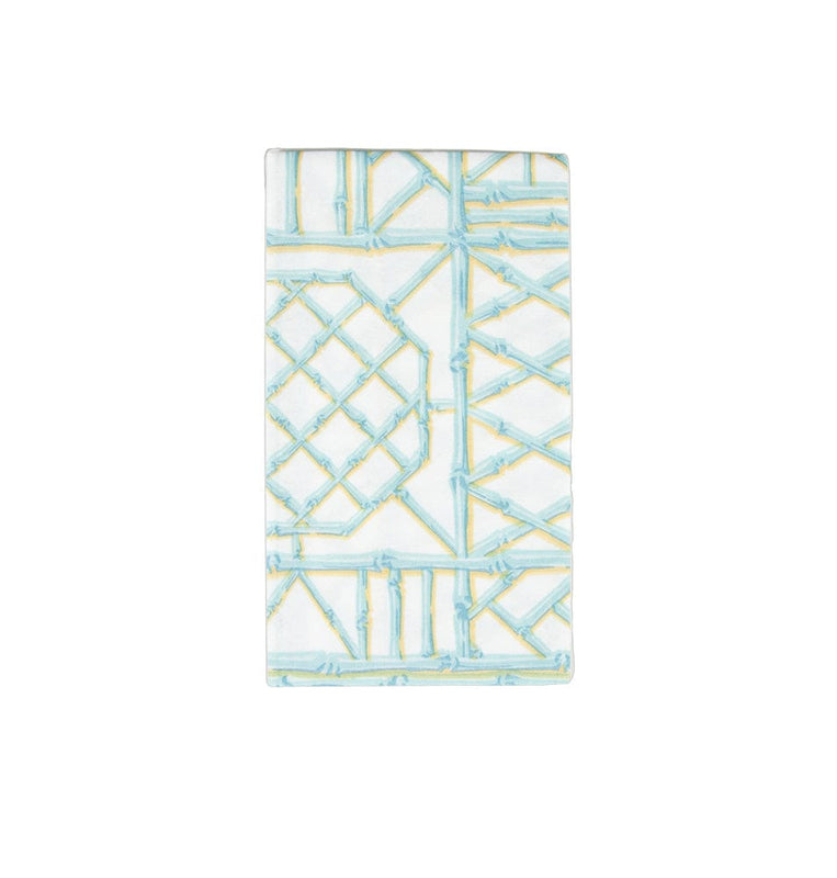 Caspari Bamboo Screen Robin's Egg Paper Linen Guest Towel Napkins - 12 Per Package