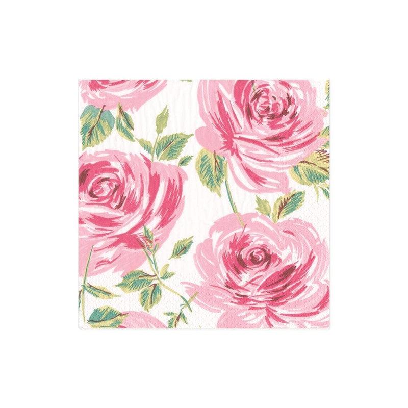 caspari Bella Rosa Paper Cocktail Napkins in Pink - 20 Per Package