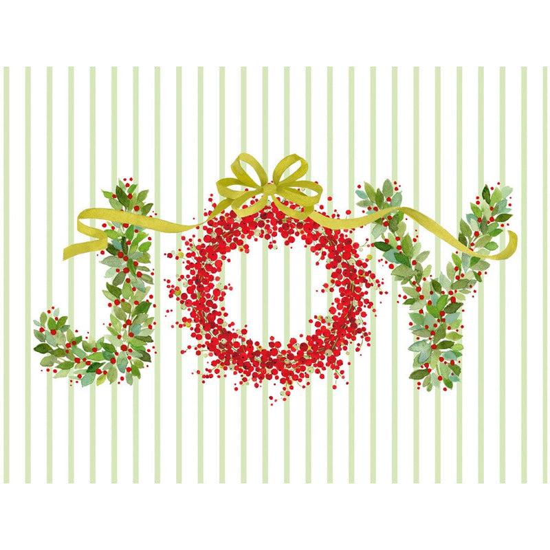 Caspari Botanical Joy With Ribbon Personalized Christmas Cards