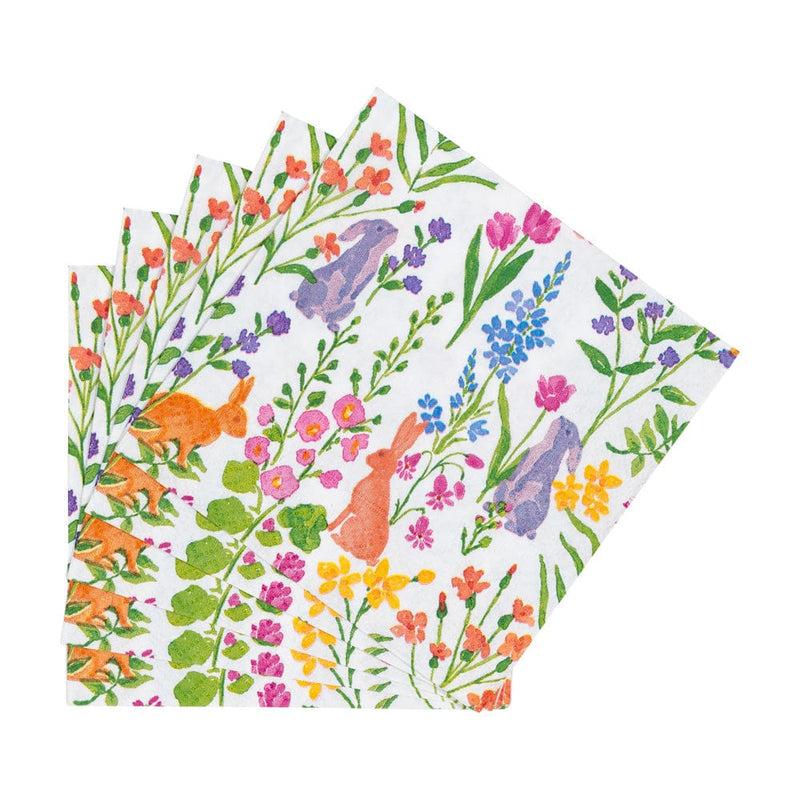Caspari Bunny Field Cocktail Napkins - 20 Per Package
