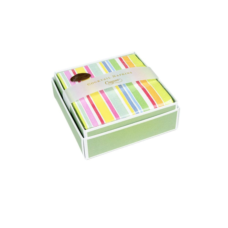 Caspari Cabana Stripe Bright Boxed Cocktail Napkins - 40 Per Box