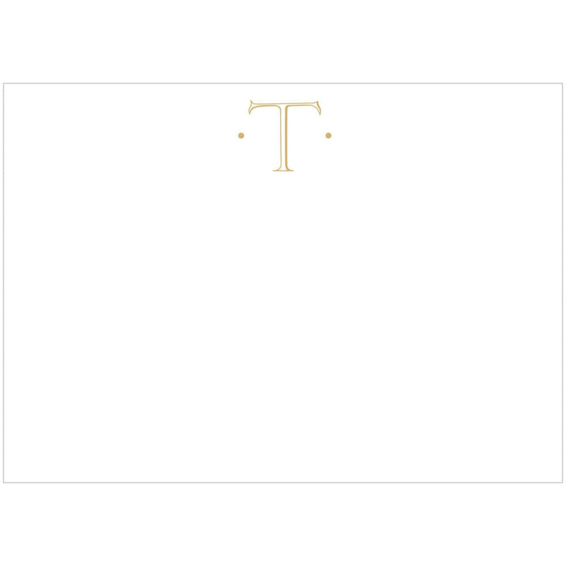 Caspari Caspari Antique Plain Letter T Foil Correspondence Cards - 12 Cards And Envelopes