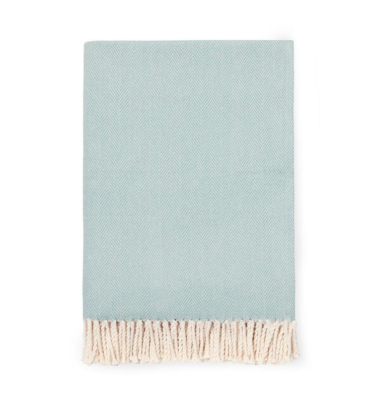 Caspari Celine Herringbone Throw In Aqua