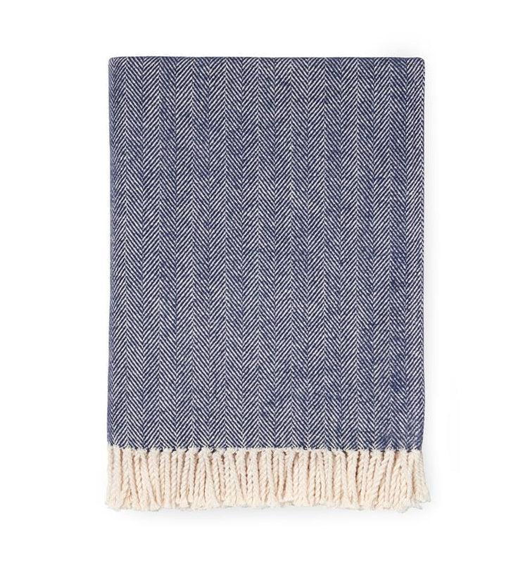 Caspari Celine Herringbone Throw In Navy