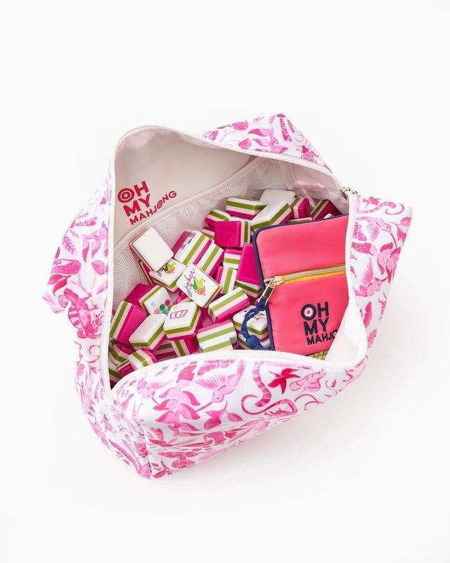 Caspari Mahjong Tile Storage Bag - Amazon Pink