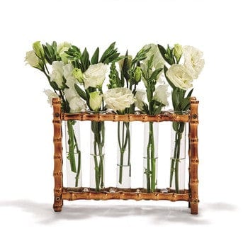 caspari Natural Bamboo Vase With 5 Glass Tubes
