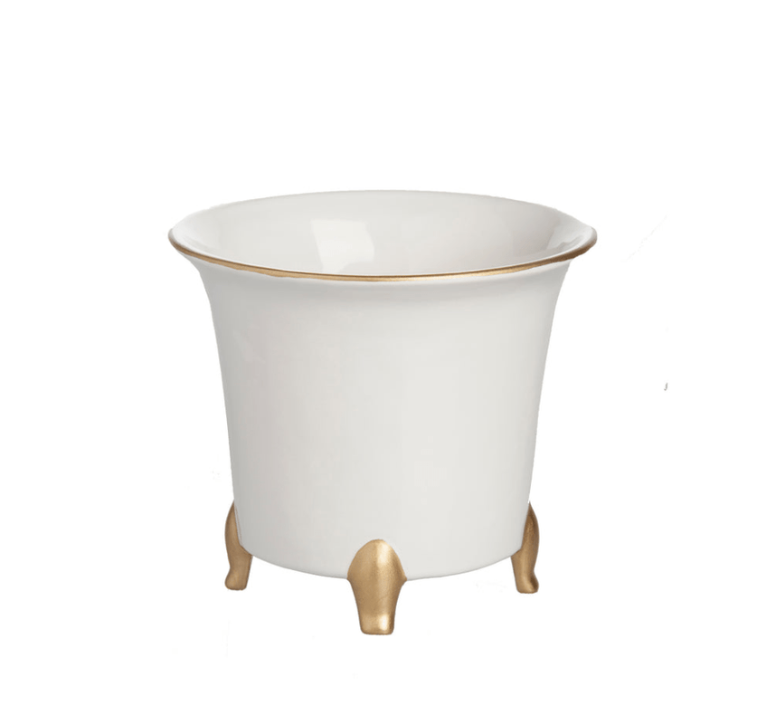 Caspari Small White & Gold Cachepot