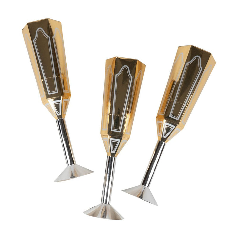 Caspari Sparkling Flutes Luxury Poppers - 6 In Box