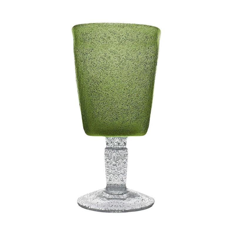 caspari Wine Goblet in Olive Green - Set of 4