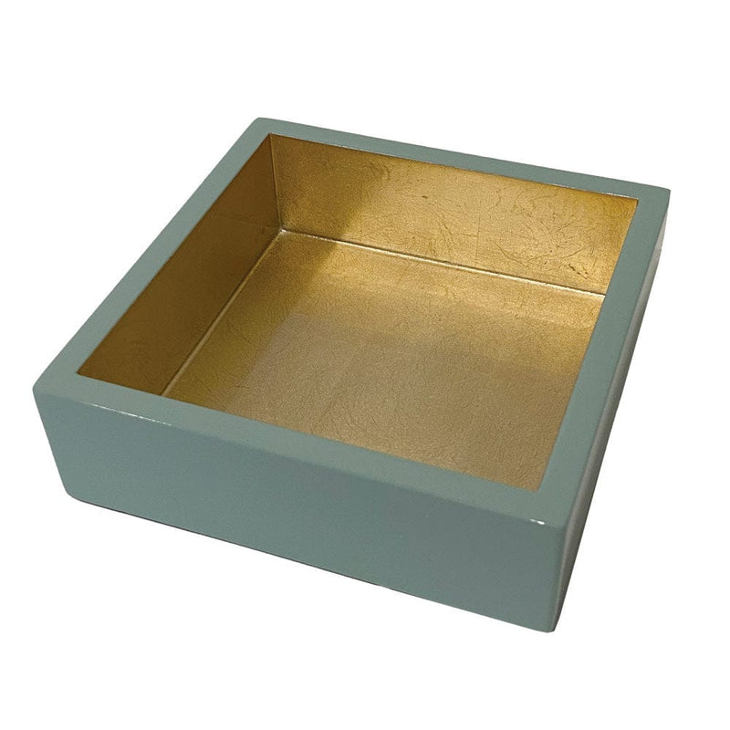 Caspari Celadon With Gold Lacquer Cocktail Napkin Holder
