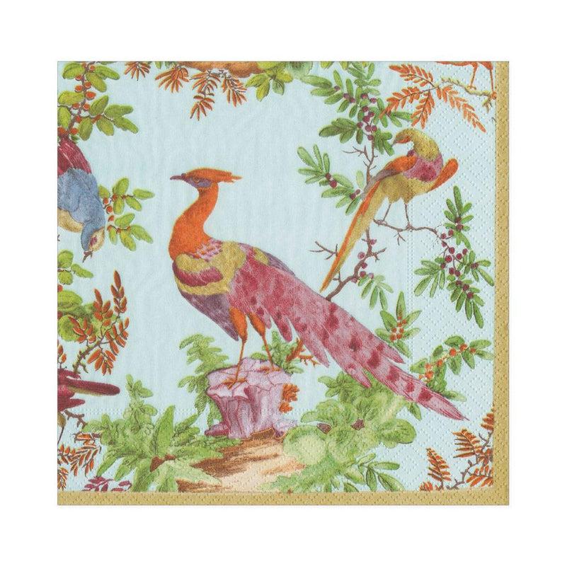 Caspari Chelsea Birds Paper Luncheon Napkins In Celadon - 20 Per Package