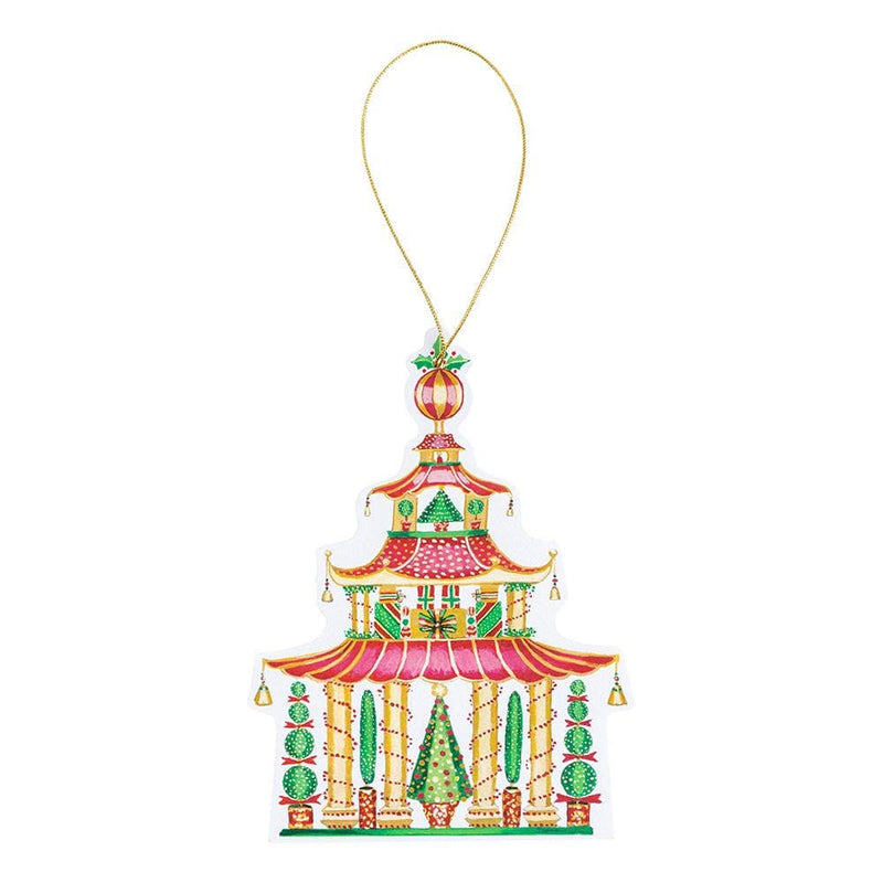 Caspari Christmas Pagoda Decorative Die-Cut Gift Tags - 4 Per Package