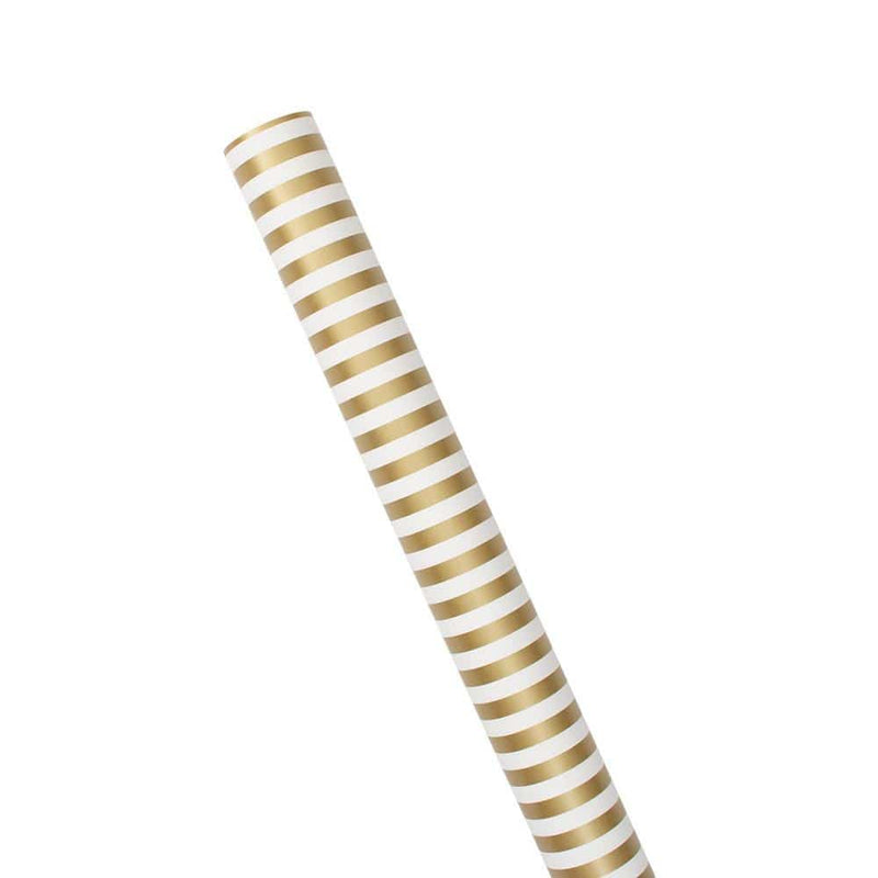 Caspari Club Stripe Reversible Gift Wrapping Paper In Gold & Silver - 30" X 8' Roll