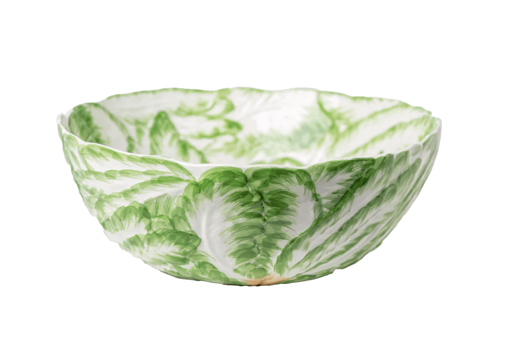Caspari Compagnia Bowl In Green And White Leaf - Large