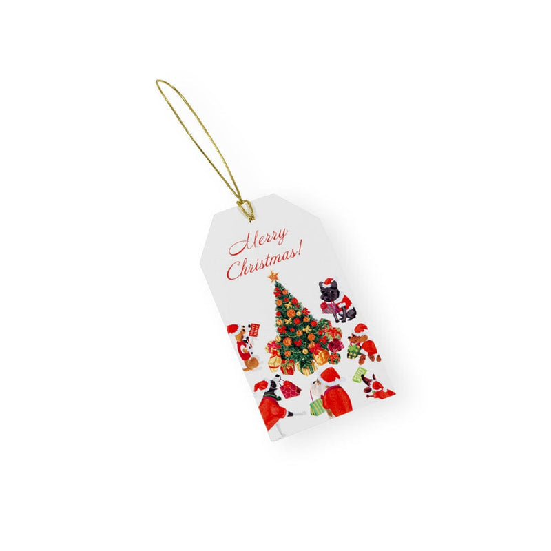 Caspari Dogs Around Christmas Tree Gift Tags - 4 Per Package