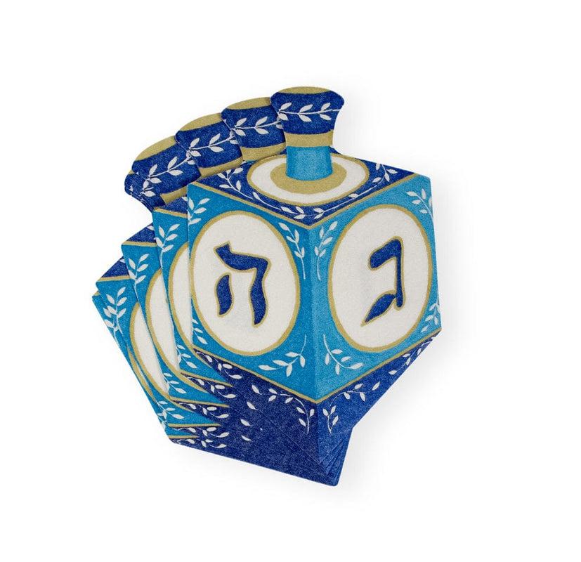 Caspari Dreidel Die-Cut Paper Linen Luncheon Napkins - 15 Per Package