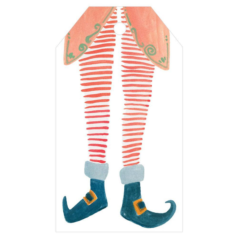 Caspari Elf Stockings Classic Gift Tags - 4 Per Package
