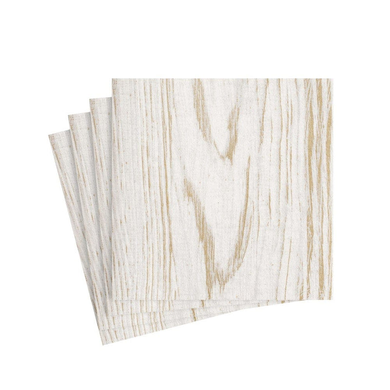 Caspari Faux Bois Birch Paper Linen Cocktail Napkins - 15 Per Package