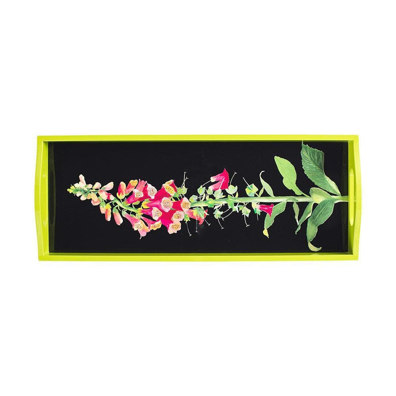 Caspari Foxglove Lacquer Bar Tray In Fuchsia & Black - 1 Each
