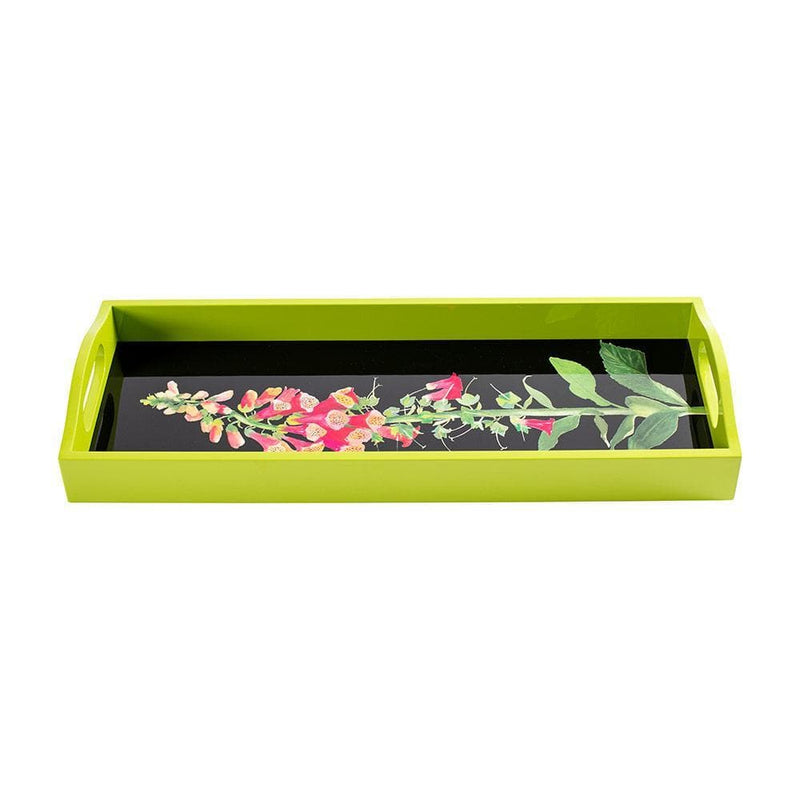 Caspari Foxglove Lacquer Bar Tray In Fuchsia & Black - 1 Each