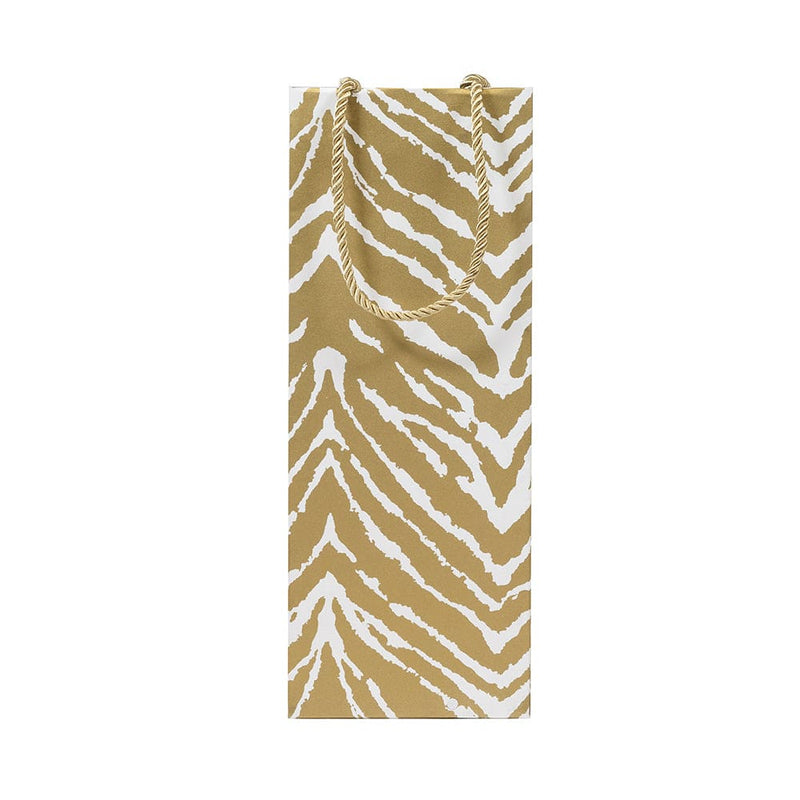 Caspari Go Wild Gold & White Wine & Bottle Gift Bag - 1 Each
