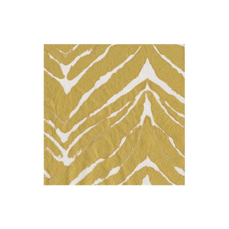 caspari Go Wild White & Gold Cocktail Napkins - 20 Per Package