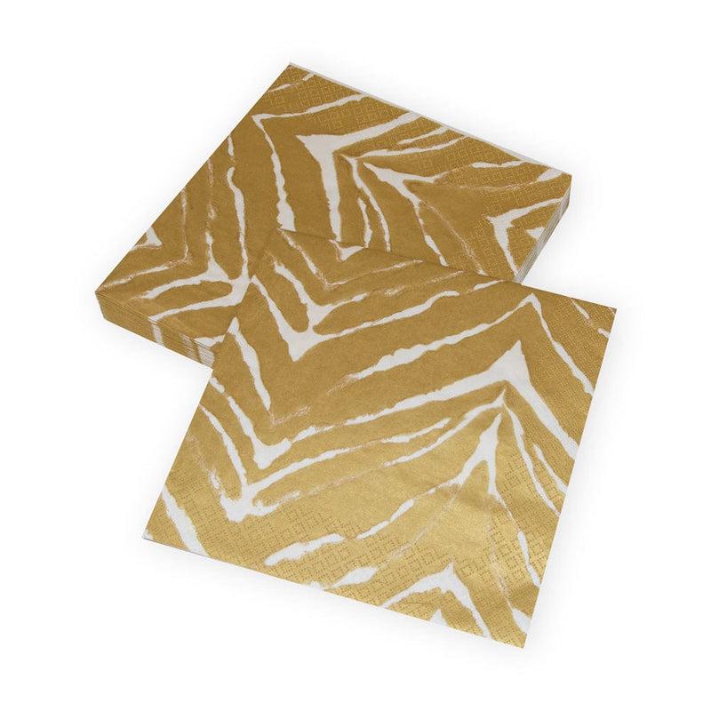 caspari Go Wild White & Gold Napkin Dinner - 20 Per Package