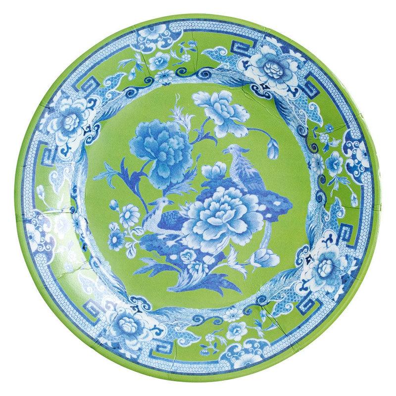 Caspari Green And Blue Plate Dinner Plates - 8 Per Package