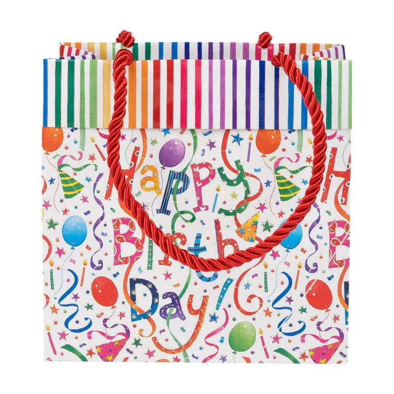 Caspari Happy Birthday Small Square Gift Bags - One Gift Bag Included