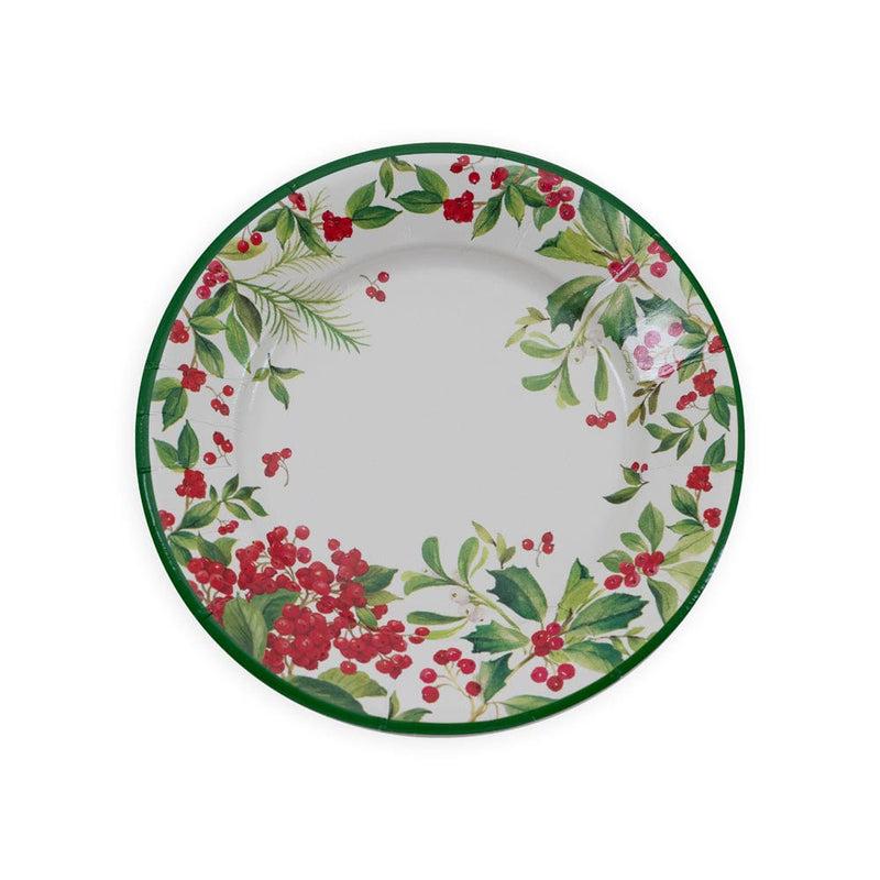 Caspari Holly Chintz White Salad & Dessert Plates - 8 Per Package