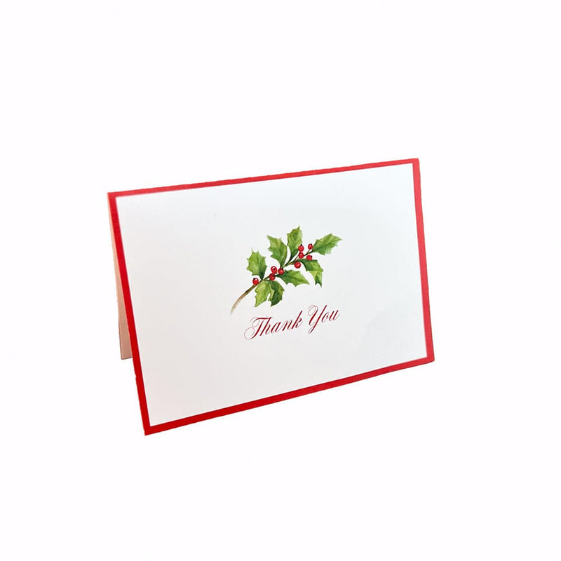 Caspari Holly Sprig Thank You Notes - 8 Thank You Notes And Envelopes Per Box