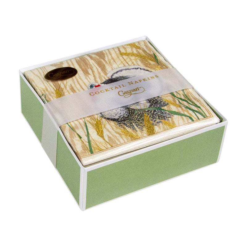 Caspari Homestead Turkey Taupe Boxed Cocktail Napkins - 40 Per Box