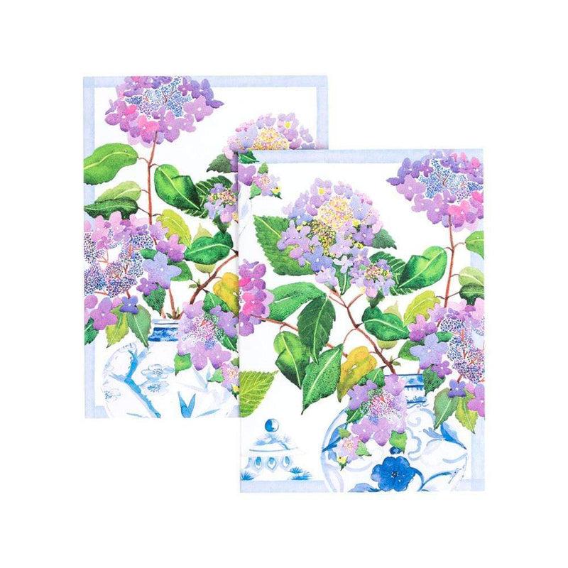 Caspari Hydrangeas And Porcelain Assorted Boxed Note Cards - 8 Note Cards & 8 Envelopes