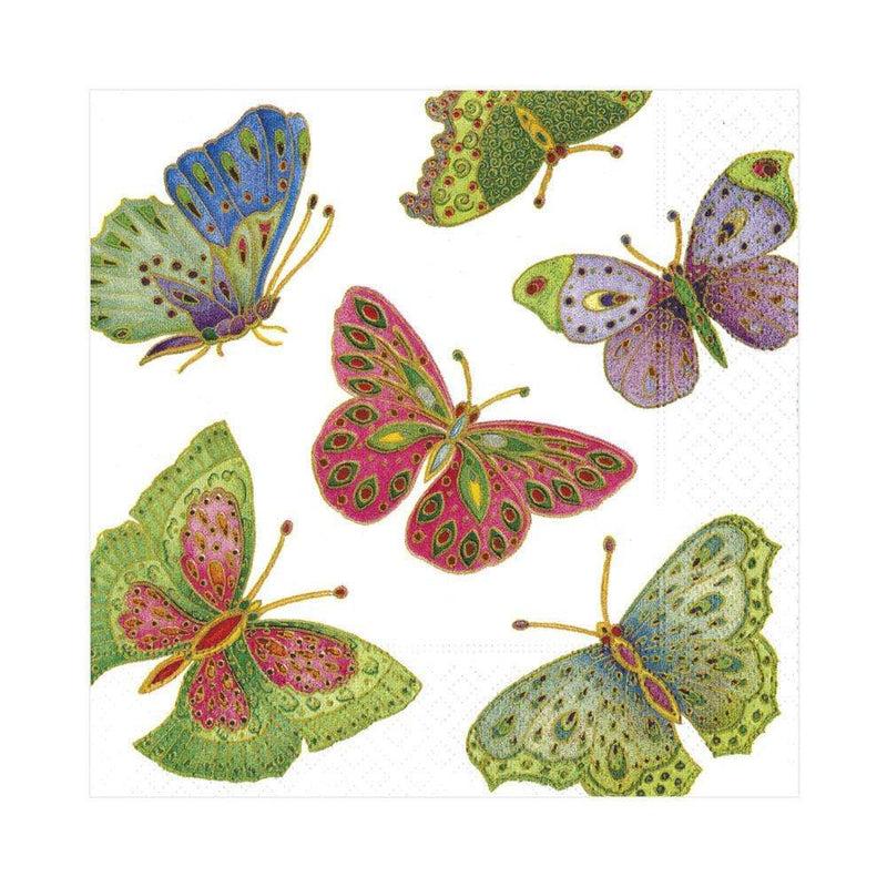caspari Jeweled Butterflies Paper Luncheon Napkins in Pearl - 20 Per Package