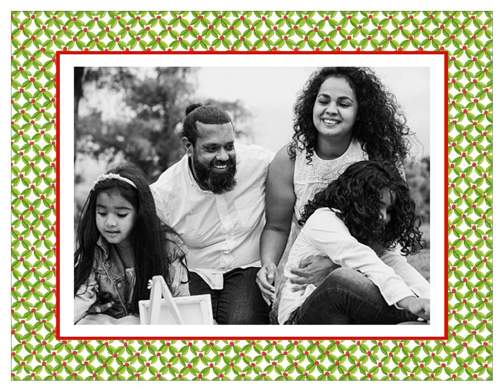 Caspari Leaf And Berry Landscape Holiday Photo Cards