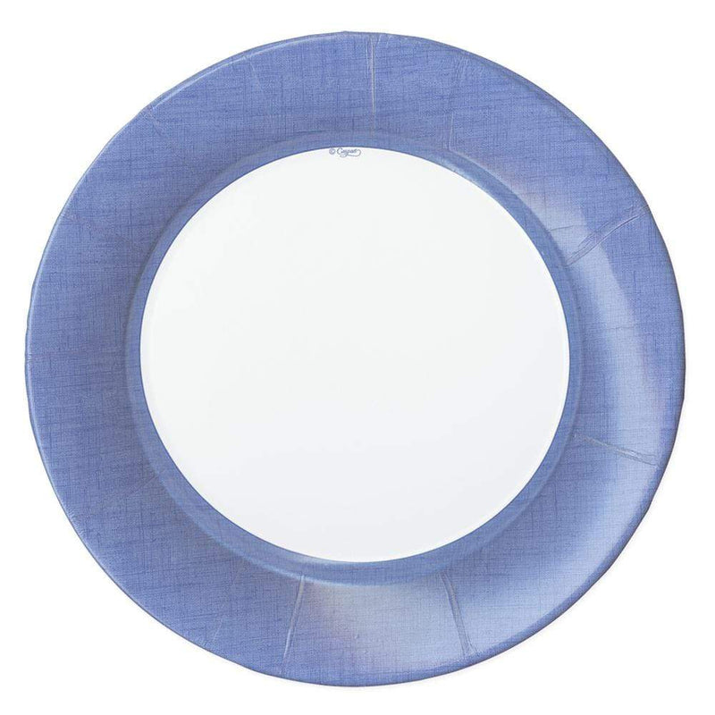 Caspari Linen Border Paper Dinner Plates In Blue II - 8 Per Package