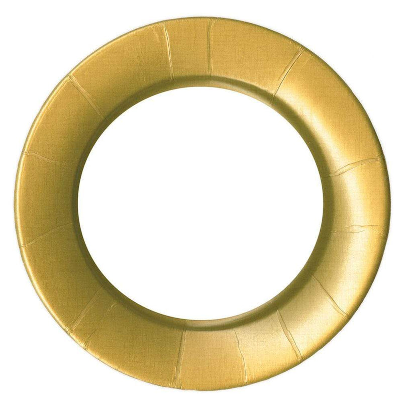 caspari Linen Border Paper Dinner Plates in Gold - 8 Per Package